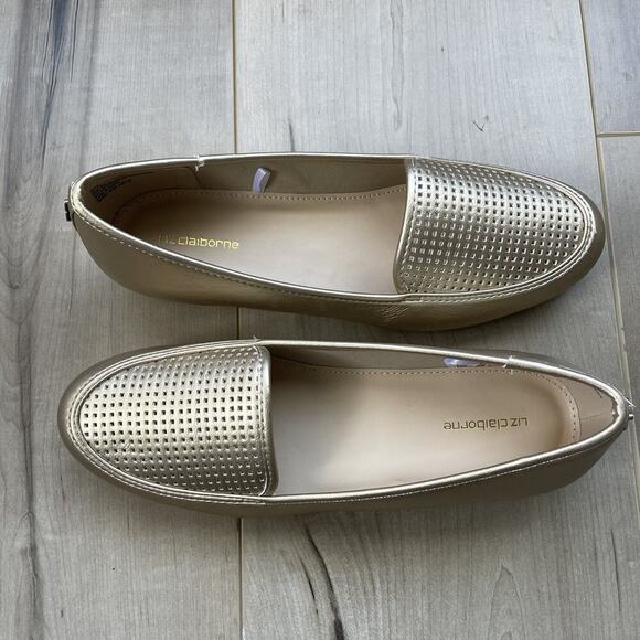Liz Claiborne Gold Loafers New-No Box Size 6W Comfort Classy Preppy Stylish Fun - Picture 12 of 12